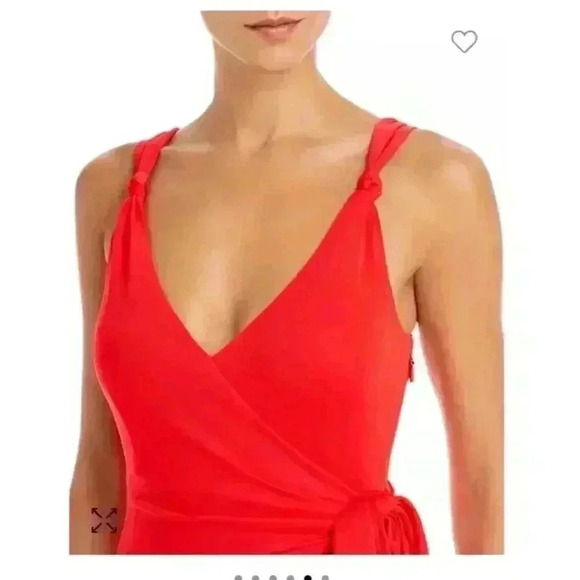 NWT Cinq à Sept Delia Sleeveless Faux Wrap Dress Women's 6 Red Chili Peppers - Picture 7 of 15